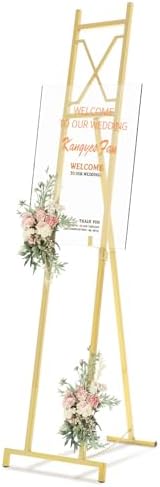 Feifeiya 1 Pcs Gold Floor Easel Stand 53 in, Square Metal by Feifeiya