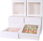 36 pcs 10x10x2.5 Inches Cake Box with Window, Bakery Pastry Cookie Boxes, Mini Pie for Pastry,Dessert,Strawberries,Chocolates (White, 10x10x2.5 Inch/36pcs) by PFAMKEER