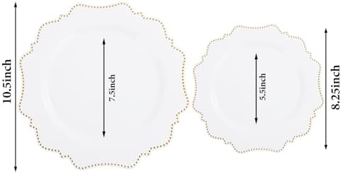 COLOSUS 60PCS White Plastic Plates, Beaded Plastic Plates for Wedding. - Image 3