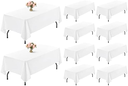 Showgeous 60x102 Inch White Rectangle Tablecloth 10 Pack Fit 6FT Table by Showgeous