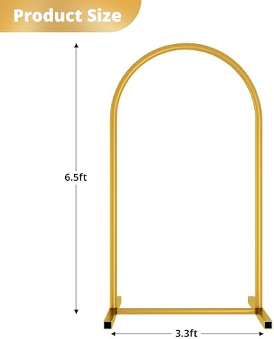6.6 ft Gold Metal Balloon Arch Stand for Wedding, Birthday & Baby Shower - Image 2
