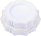 COLOSUS 60PCS White Plastic Plates, Beaded Plastic Plates for Wedding. by COLOSUS