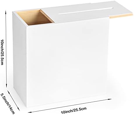 Fowecelt White Wooden Wedding Card Box, Large DIY Card Gift Box for Wedding Reception, Graduation Party, Bridal Shower, Keepsake Party Favor, Cosmetic Home Decor (10 x10 x 5.5 Inch) - Image 2