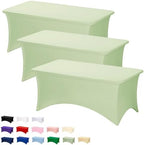 Fixwal 3 Pack 6FT Sage Green Tablecloth Rectangle Spandex Table Cover by Fixwal