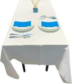 [6 Pack] White Paper Tablecloth Disposable for Rectangle Tables, 54 X 108 Inch Party Table Cover with Plastic Backing, Waterproof 3 Ply Table Cloth for Wedding Christmas Bachelorette, New Pattern by Dozobeede