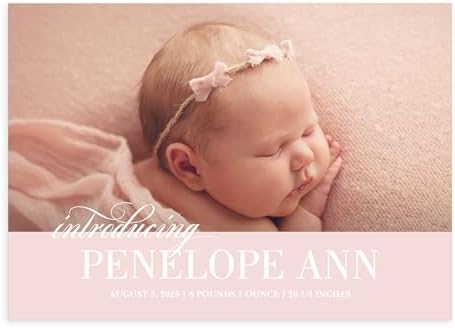 Let's Make Memories Personalized Baby Announcement Cards - Birth, Adoption - Boy, Girl - Premium Quality Custom Photo Cards for Mailing - 5x7 - Includes White Envelopes - Formal Introduction - 25 ct by LetsMakeMemories