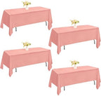 4 Pack Rectangle Tablecloth for 6 Foot Tables Washable Polyester Table Cover for Wedding Dining Table Parties Banquet（60x102 Dusty Rose） by JALANCY