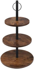 Cupcake Stand, 3 Tier Wood Cake Stands Rustic Cupcake Tower, Round Tiered Tray Stand for Dessert Table Display, Industrial Wooden Serving Stand Wedding, Graduation and Baby Shower (Zhong 1Pack) by Unknown