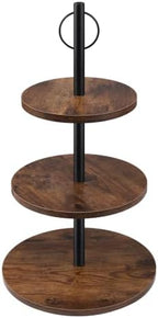 Cupcake Stand, 3 Tier Wood Cake Stands Rustic Cupcake Tower, Round Tiered Tray Stand for Dessert Table Display, Industrial Wooden Serving Stand Wedding, Graduation and Baby Shower (Zhong 1Pack) by Unknown