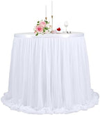 Table Skirt Wedding Baby Shower Birthday Bridal Shower Party White Tutu Table Skirt 9ft - Image 4