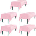 LTC LINENS 5 Pack Pink Rectangular Tablecloths 60 x 102 Inches for 6 Feet Rectangle Banquet Tables with Half-Drop - Stain and Wrinkle Resistant Polyester Cloth Table Covers for Party, Baby Shower by LTCLINENS