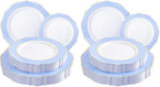 WDF 60pcs Blue Plates Disposable With Gold Rim - Baroque Baby Blue Plastic Party Plates for Wedding/Party/Baby Shower/Spring (Pack of 2) by WDF