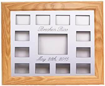 Creative Picture Frames Custom Calligraphy 12 Month Timeline Newborn Collage 18 By 22-Inch Picture Frame With White Mat And Wall Hangers, Oak by CreativePictureFrames