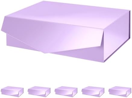 PACKHOME 6 Large Light Purple Gift Boxes 13.5x9x4.1in with Magnetic Lids by PACKHOME