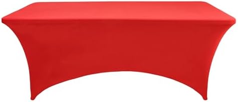 6-Pack 6ft Red Spandex Table Covers for Rectangle Standard Folding Tables - Wrinkle Resistant Stretch Tablecloths - Ultimate Fitted Table Protector for Parties, Trade Shows, Wedding - Image 7