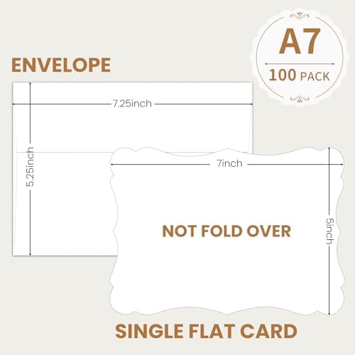 Goefun 5x7 Blank Invitations Kit - 100 Pack White Postcards & 100 Pack Envelopes & 120 Sheets 115GSM Vellum Paper Wraps for Wedding, Graduation, DIY, Thank You & Baby Shower - Image 6