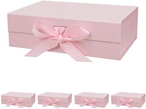 DaiUni 5 Pack 10.5"x7.5"x3.1" Pink Magnetic Gift Box with Lids for Present by Unknown