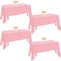 4 Pack Rectangle Tablecloth 60x126 Inch Pink Washable Polyester Table Cover for Wedding Dining Table Buffet Parties Banquet Decoration（Pink） by JALANCY