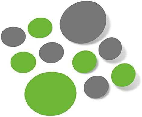 Lime Green/Grey Vinyl Wall Stickers - 2 & 4 inch Circles (150 Decals) by DecalVenue