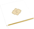 Andaz Press Personalized Wedding Guestbook with Gold Accents, Scroll Frame Design White Guest Sign in Guest Registry 120 Pages 8.5 X 8.5 Memories Book for DIY, Scrapbook, Photo Album by AndazPress