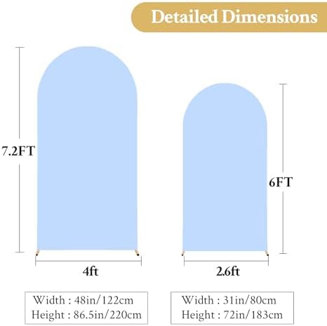 White and Blue Arch Backdrop Cover 7.2FT 6FT Wedding Arch Covers Set of 2 Spandex Fitted Fabric Backdrops Double-Color Arches Covers Stretchy Backdrop for Party Baby Shower Birthday Decoration - Image 7