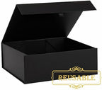 2 Pcs Black Gift Box Large 13.5x11.8x4.7 Inches, Black Gift Boxes for Presents with Magnetic Closure Lid, Luxury Gift Box Rectangle Collapsible Boxes for Gift Packaging - Image 2