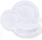 Tinybee 60PCS White Plastic Plates - Heavy Duty White Disposable Plates by Tinybee