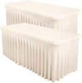 2 Packs Ivory Spandex Table Clothes for 6 Foot Rectangle Table, Spandex Table Covers 6FT Stretch Table Skirts Rectangle Tables Wrinkle Free Fitted Table Cover for Event, Wedding, Banquet & Parties by Shillance