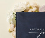 Personalized Guest Book - 11.5" x 8.5" Custom Bride & Groom Names with Bookmark and Hard Cover 140 GSM Blank Pages, for Weddings Guest Book, Engagements, Birthdays, Special Events, Navy - Image 3