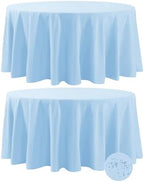 Fokitut 2 Pack Waterproof Round Tablecloth, 120 Inch, Stain Resistant and Wrinkle Polyester Table Cloth, Fabric Table Cover for Kitchen Dining, Wedding, Party, Holiday Dinner-Blue Mist by BalsaCircle
