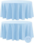 Fokitut 2 Pack Waterproof Round Tablecloth, 132 Inch, Stain Resistant and Wrinkle Polyester Table Cloth, Fabric Table Cover for Kitchen Dining, Wedding, Party, Holiday Dinner-Blue Mist by BalsaCircle