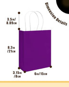 qiqee 100Pcs Paper Gift Bag with Handles Lotus Purple Party Favor Bags Multiple Uses (8.3"x3"x6", Small Size) - Image 5