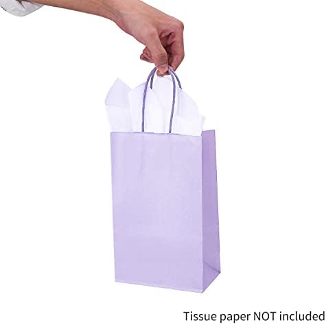 DjinnGlory 100 Pack Small Lavender Purple Paper Gift Bags with Handles Bulk 9''x5.5''x3.15'' for Birthday Wedding Baby Shower Parties Goodies, Purple Business Shopping Bags - Image 6