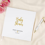 Andaz Press Personalized Baby Shower Guestbook with Gold Accents, Gold Heart Custom Name, Date, White Guest Sign in Registry 120 Pages 8.5 X 8.5 Memories Book for DIY, Scrapbook, Photo Album - Image 2