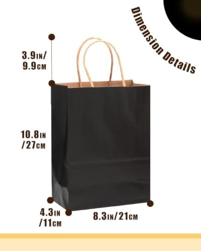 qiqee 400-Packs Black Paper Gift Bags with Handles Bulk 10.6"x8.3"x4.3" Medium Size Paper Bags Multiple Uses - Image 3
