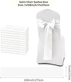 fani White Satin Chair Straps Bows,60 PCS 7x108 Inch,Chair Sash - Image 2