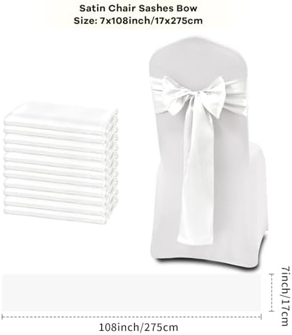 fani White Satin Chair Straps Bows,60 PCS 7x108 Inch,Chair Sash - Image 2