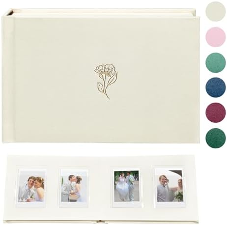3 Inch Instax Mini Photo Album Linen Hardcover with 52 Pockets - Extra Wide Writing Space for Fujifilm,Digital Camera,HP Sprocket & KPOP Photo Cards,Premium Acid-Free Photo Book Gift (Beige) by KUWORD