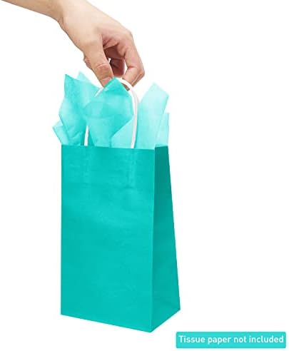 DjinnGlory 100 Pack Small Size Teal Blue Paper Gift Bags with Handles Bulk 9x5.5x3.15 Inch for Holiday Birthday Wedding Baby Shower Party Favors, Business Merchandise Shopping Bags - Image 7