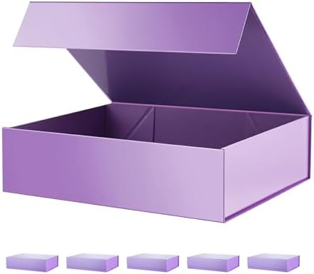 PACKHOME 6 Large Purple Gift Boxes 13.5x10x3.5in Magnetic Lids for Shirt by PACKHOME