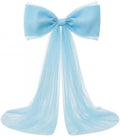 Canlierr Extra Large Blue Organza Bow Decorations 39 x 59 Inch Giant Blue Tulle Bow with Tie and Long Ribbon Tails for Wedding Valentines Party Backdrop Coquette Room Wall Decoration by Canlierr