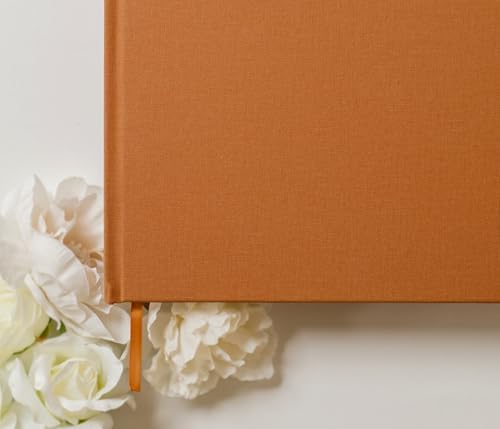 MUUJEE Personalized Guestbook in Terracotta - Premium Custom Modern Guest Book for Wedding Reception, Birthday Party or Events w/Bookmark Blank Pages for Signing 11.5 x 8.5 inches - Image 4