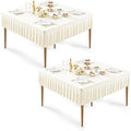 Wish Care 2 Pack Ivory Spandex Tablecloths for 48x48 Inch Square Tables, Stretch Fitted Table Clothes with Pleated Ruffle Skirt for 48” Table, Wrinkle Free and Elastic, for Party Kitchen Home Dining by WishCare