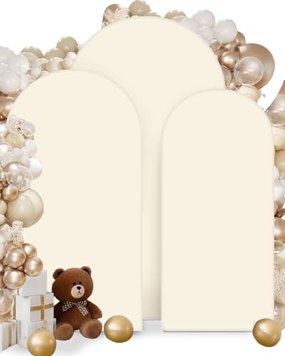 Hemmotop Stretchy Beige Arch Backdrop Cover Set, 7.2ft, 6.6ft, 6ft, 3-Piece by Hemmotop
