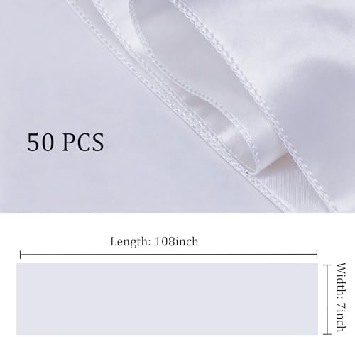 Satin Chair Sashes Bows 50 Pack Universal Polyester Chair Ribbons for Wedding Anniversary Retirement Party Birthday Engagement Banquet Graduation Outdoor Events Decor (White, 50 pcs) - Image 3
