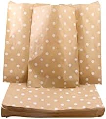 N'icePackaging 200 Qty 8.5" x 11" Decorative Flat Paper Gift Bags - White Polka-Dot on Brown Kraft Bags - For Sales/Treats/Parties Cookies/Gifts - Image 3