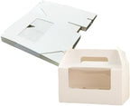 JIYIXhylera 100Pcs Cupcake Boxes with Handle, White 2 Cavity Kraft Paper Muffin Boxes with Clear Window, 6.49x3.74x3.54 Inch Cupcake Carriers for Wedding - Image 3