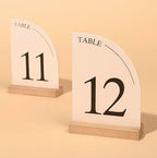 Hanna Roberts Minimal Curved Wooden Table Number Sign with Wooden Base | For Wedding Reception, Restaurants, Rehearsal Dinner, Events and Party (Set of 10, 1-10) (Set of 10, 11-20, Pink) - Image 3