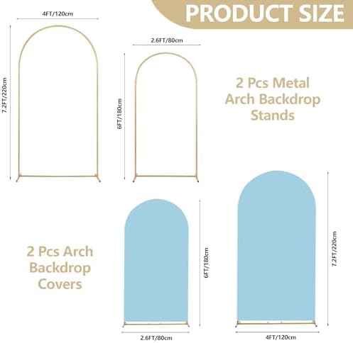SuuWoee Wedding Arch Backdrop Stand Set of 2 With Blue Cover (7.2FT+6FT) - Image 2