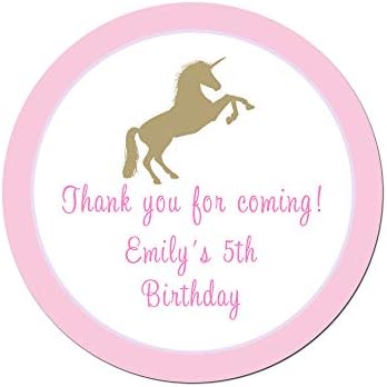 70 Stickers Birthday Baby Shower Party Gift Favor Label Gold Pink Unicorn by Unknown